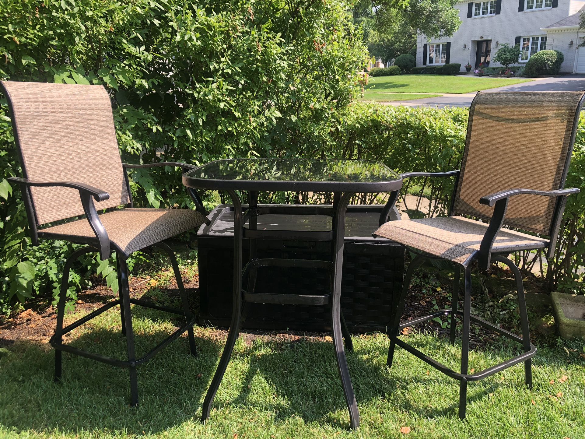 Patio Pub Furniture Set. Table With 2 Chairs and 2 Free Chairs