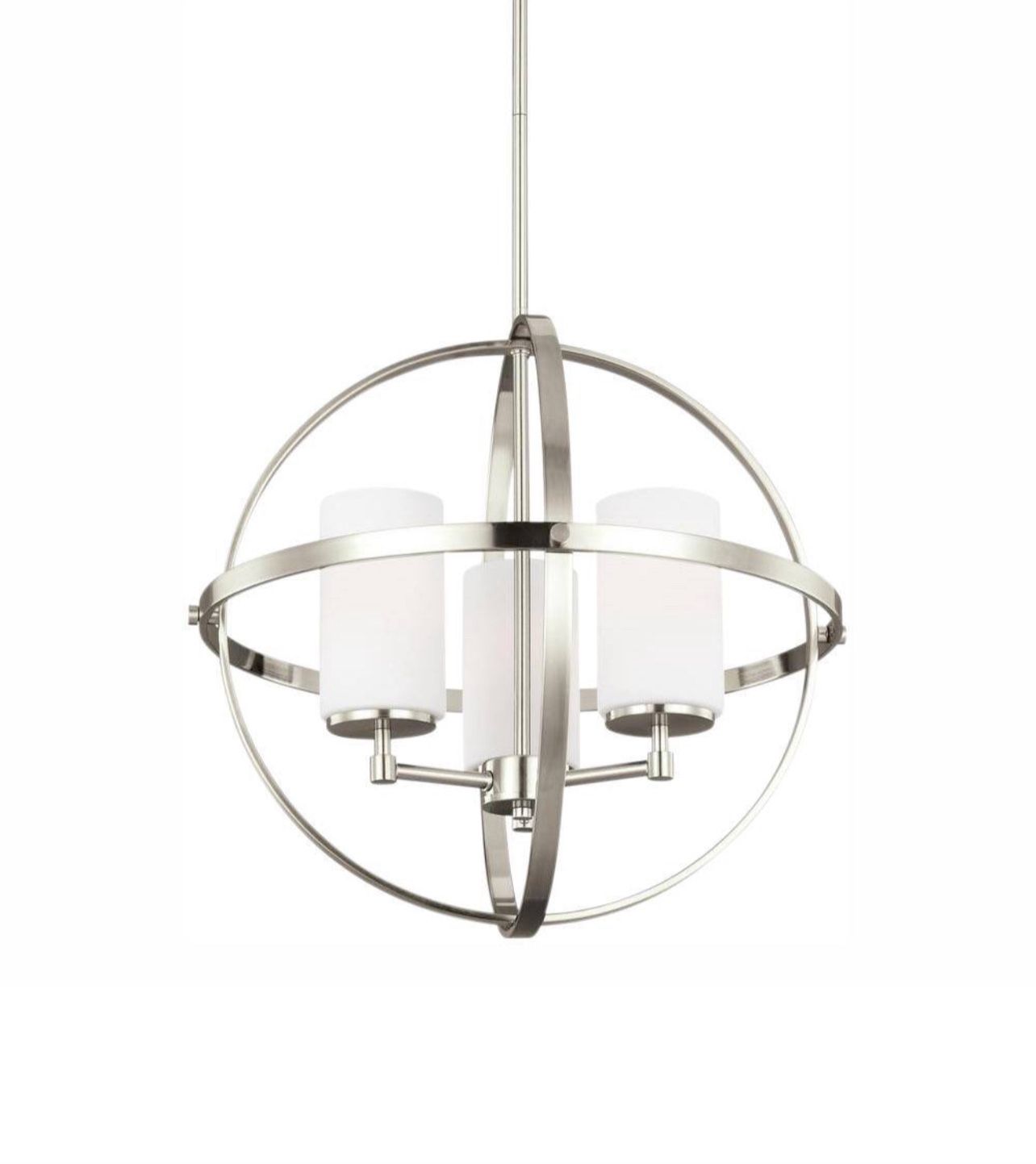 Generation Lighting Alturas 3-Light Brushed Nickel Modern Hanging Globe Chandelier with LED Bulbs