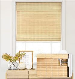 LazBlinds No Tools No Drill Cordless Bamboo Roman Shades,