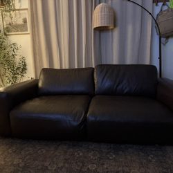 Dark Brown Faux Leather Couch 