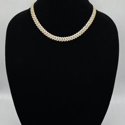 18 Inches 10mm Prong Set Miami Cuban Link Yellow Plated Gold
