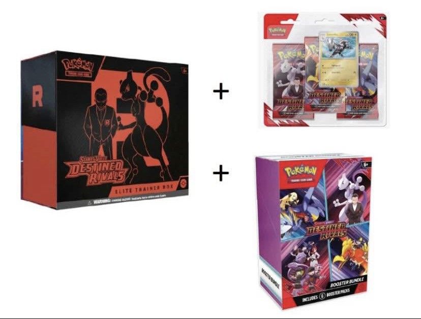 Pokemon Destined Rivals 3 Party Pack ( Elite Trainer Box, Blister, & and Booster Bundle