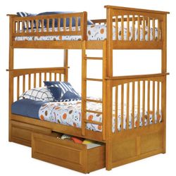 Atlantic Furniture Bunk Bed with 2 Raised Panel Bed Drawers, Twin/Twin

