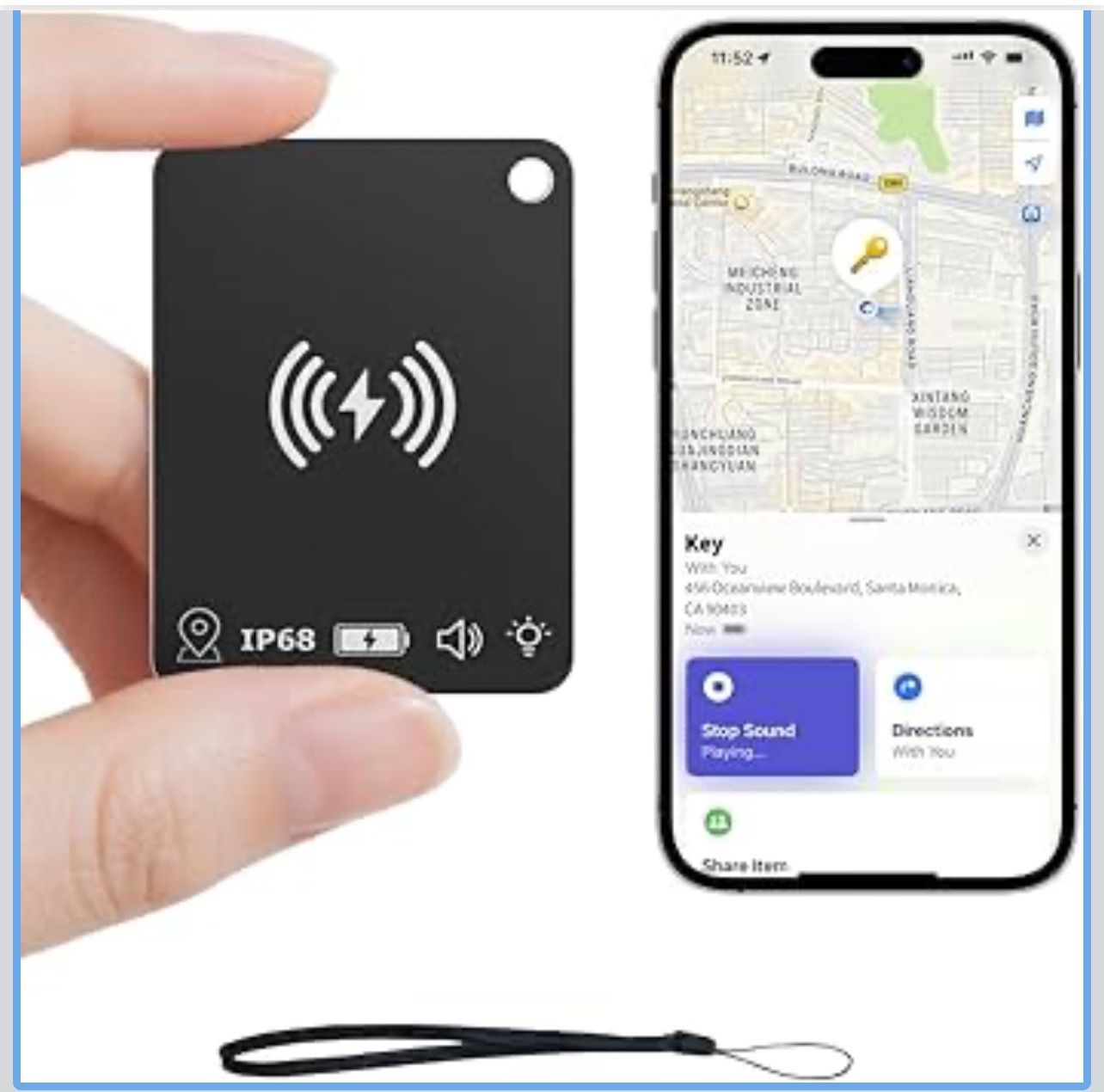 Key Finder Wallet Tracker Works with Apple Find My, Rechargeable Air Tracker Tag Smart Card, Item Finders for Key, Wallet, Luggage, Backpack, Suitcase