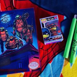TMNT Last Ronin Signed Funko Pop Bundle With Poster And Nunchucks