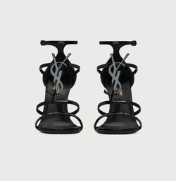 Saint Laurent CASSANDRA SANDALS IN PATENT LEATHER BLACK