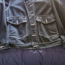 Levi's Jacket Black White Stitch Large 