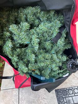 Artificial Christmas Tree 8’ Tall with Lights and Mobile Storage Bag/Cart