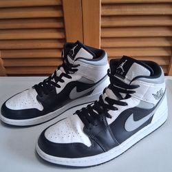 Nike Air Jordan 1 Mid White Shadow Grey Men's Sneaker * Size: 9.5