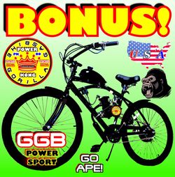 NEW FULLY MOTORIZED BIKE $399.99 100 mpg 30+ mph keep it under 20 mph Wear helmet use lights Pedal start Pedal or m