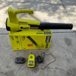 RYOBI ONE+ 18V 90 MPH 250 CFM Cordless Battery Leaf Blower/ Sweeper with 2.0 Ah Battery and Charger