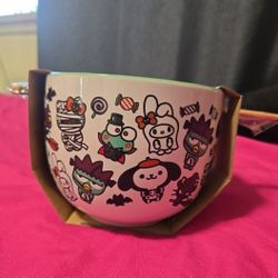 Hello Kitty Ceramic Bowl With Chopsticks Halloween 