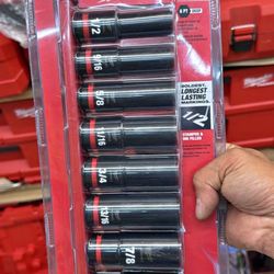 Milwaukee half inch deep socket set