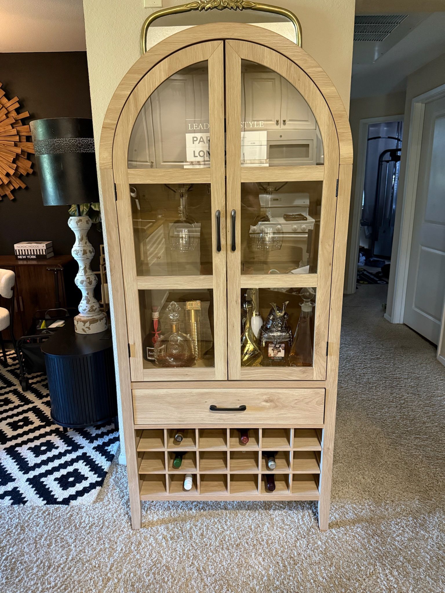 Arch Cabinet With 2 Doors And Wine Storage