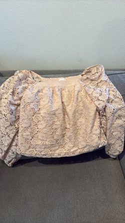 Cream Floral Lace Long Sleeve Blouse