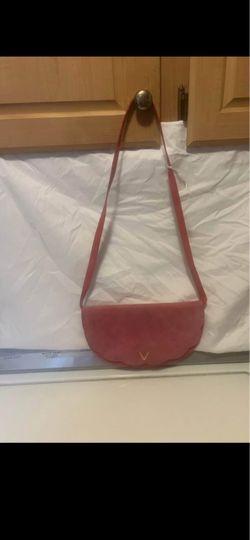 Pink Shoulder Bag with Gold V Logo