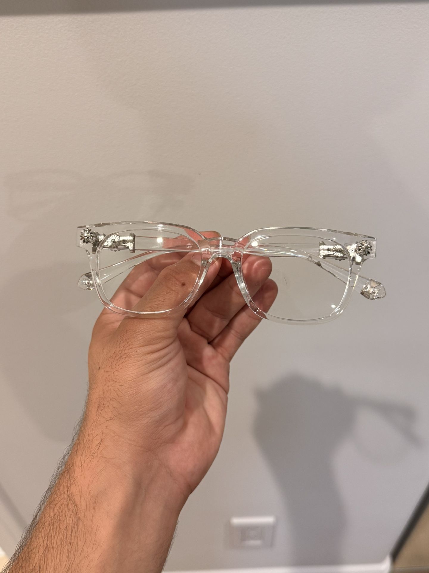 Clear Eyeglass Frames – Chrome Hearts Style w/ Silver Details