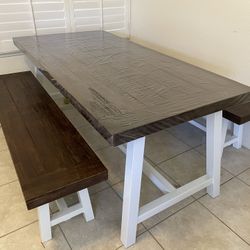 Large Dining Table With Benches
