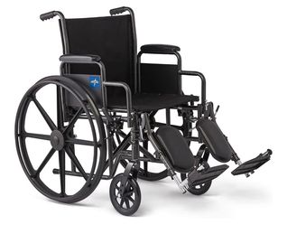 Medline Comfortable Folding Wheelchair with Swing-Back, Desk-Length Arms and Elevating Footrests, 16”W x 16”D Seat