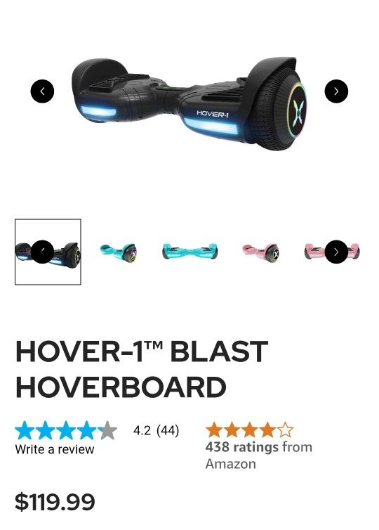 Hover-1 - Blast Electric Self-Balancing Scooter w/3 mi Max Operating Range & 7 mph Max Speed Black Hoverboard NEW IN BOX