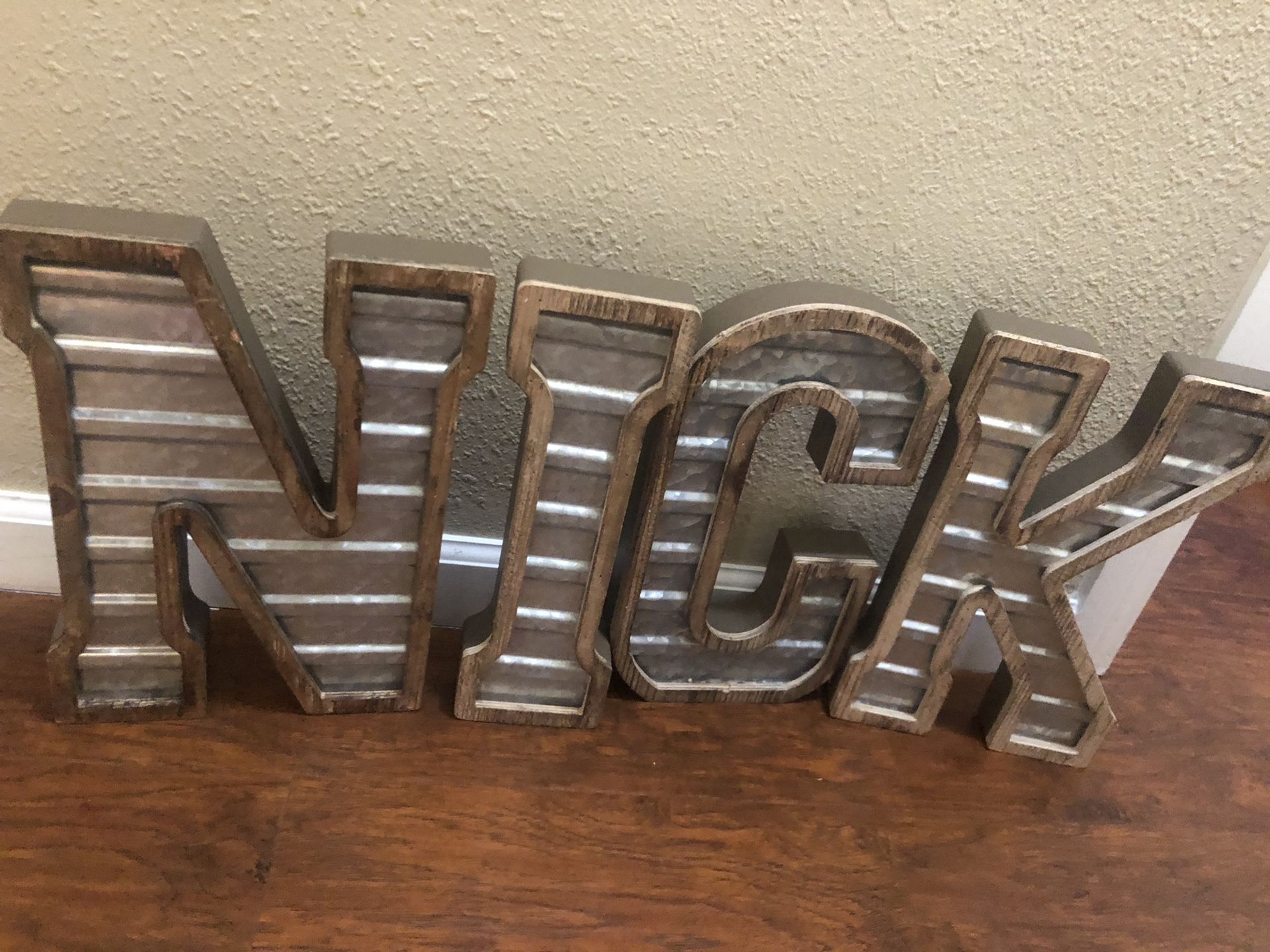 Wood/metal 14x10 inches letters.