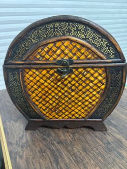 bombay style chest decor 12” h x 11.5” w x 6 7/8” deep