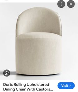 Doris Rolling Upholstered Dining Chair W/ Castors X280-Cream New In Box
