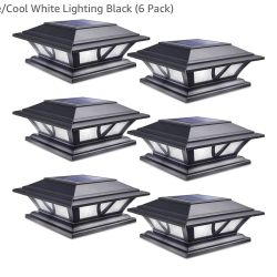 SIEDiNLAR Solar Post Lights Outdoor 2 Modes LED Deck Fence Cap Light for 4x4 5x5 6x6 Posts Patio Garden Decoration Warm White/Cool White Lighting Blac
