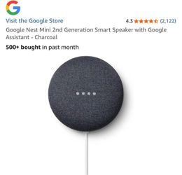 Google Nest Mini 2nd Gen Smart Speaker Charcoal