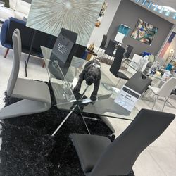 New Dining Table Set 5 PCs Glass
