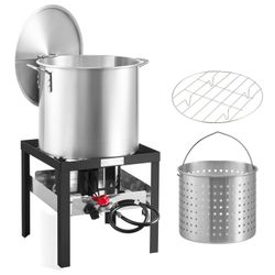 Seafood boiler, 100 qt. Seafood Boiling Kits-Crawfish Boiler with Strainer, Propane Burner and Stand, NEW