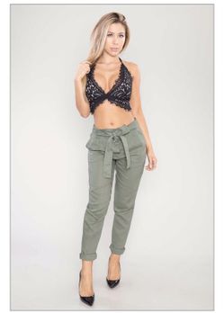 LINEN TIE WAIST PANTS~OLIVE