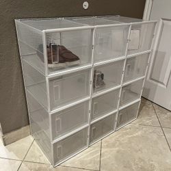 New In Box 12 PCs 14x11x8.5 Inch Tall XL Large Stackable Shoe Storage Box Display Organizer Collection Black or White Color 