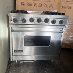 Viking 36”Wide Dual Fuel Range Stove In Stainless Steel 