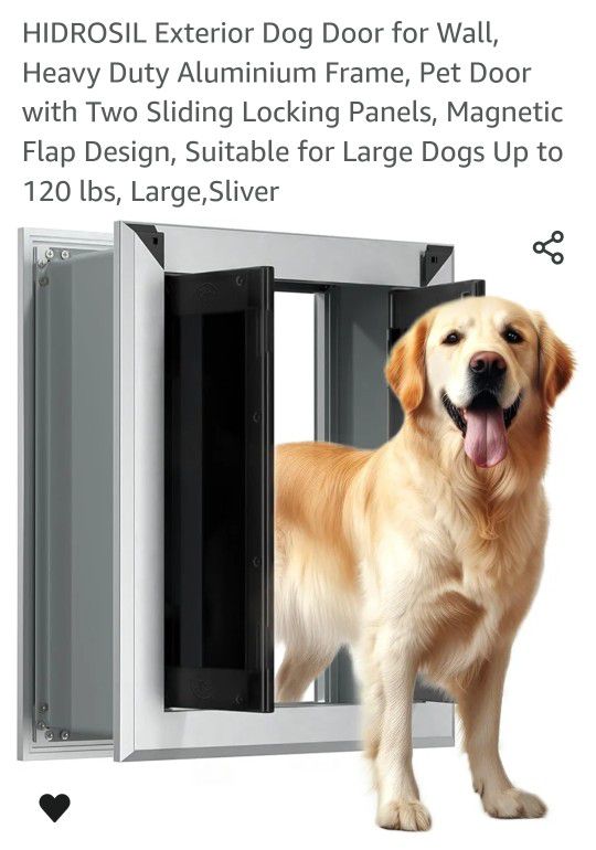 Exterior Dog Door for Wall, Heavy Duty Aluminium Frame, Pet Door with Two Sliding Locking Panels, Magnetic Flap Design, Suitable for Large Dogs Up to 