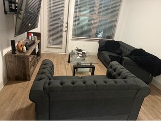 Matching Charcoal Gray Sofa & Loveseat Set – Excellent Apartment Furniture