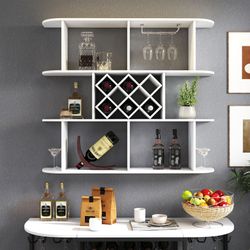 Large Wall Mounted 3 Tier Rustic Bottle Wine Rack,Multifunctional Wooden Wall Mounted Wine Rack,Storage Rack with Wine Glass Holder,mounted wall Stora