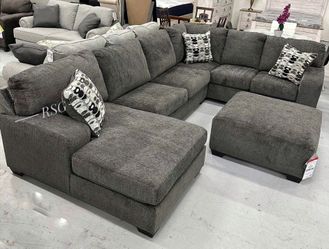 Smoke Color U Shaped Modular Family Sectional Couch Set Only $39 down payment 👉 Please ask Jon Green for a discount when you arrive!