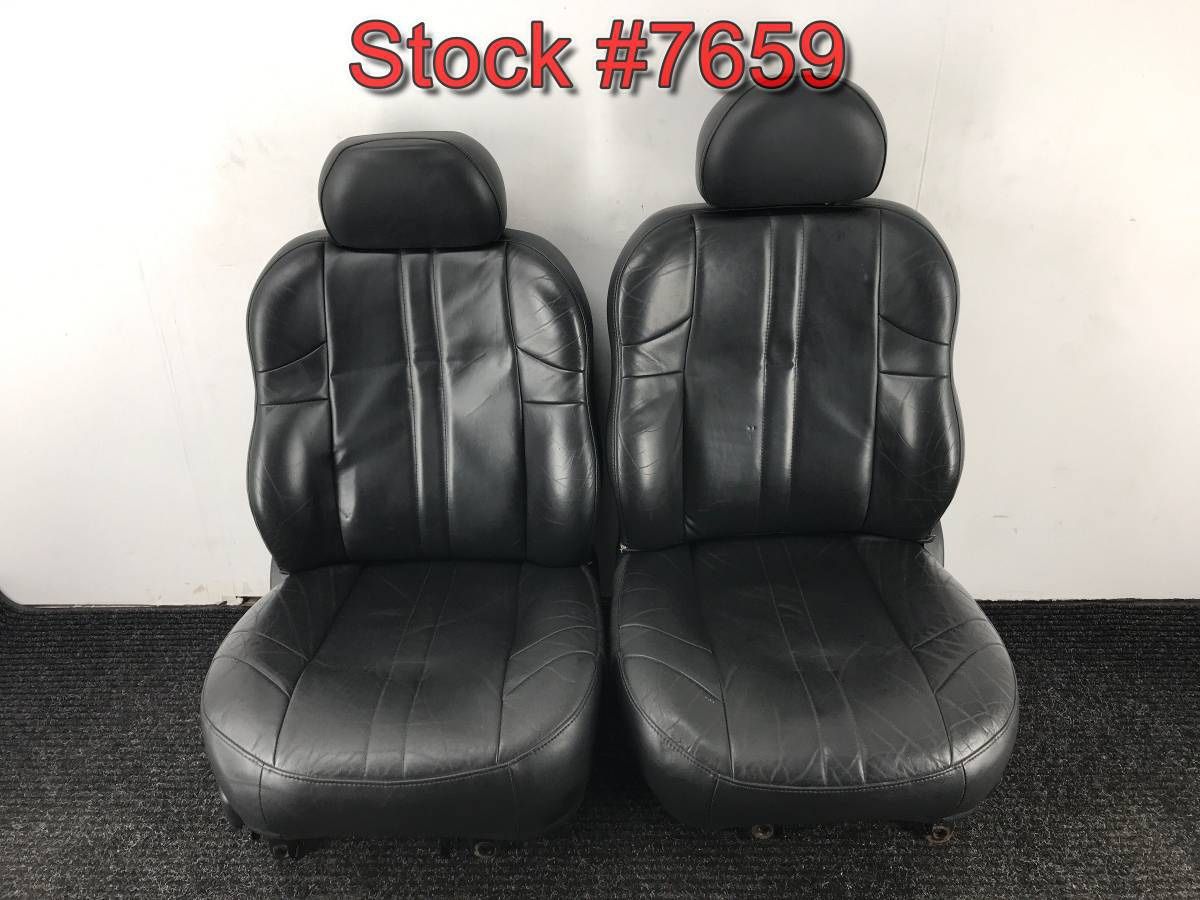 2004 Jeep Grand Cherokee Black Leather Bucket Front Seats Seat Stock #7659