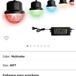 40FT Outdoor Patio Lights, Multi Color Changing LED String Lights with 15 Shatterproof Light Bulbs, Dimmable Globe Fairy Lights for Bistro Backyard Po