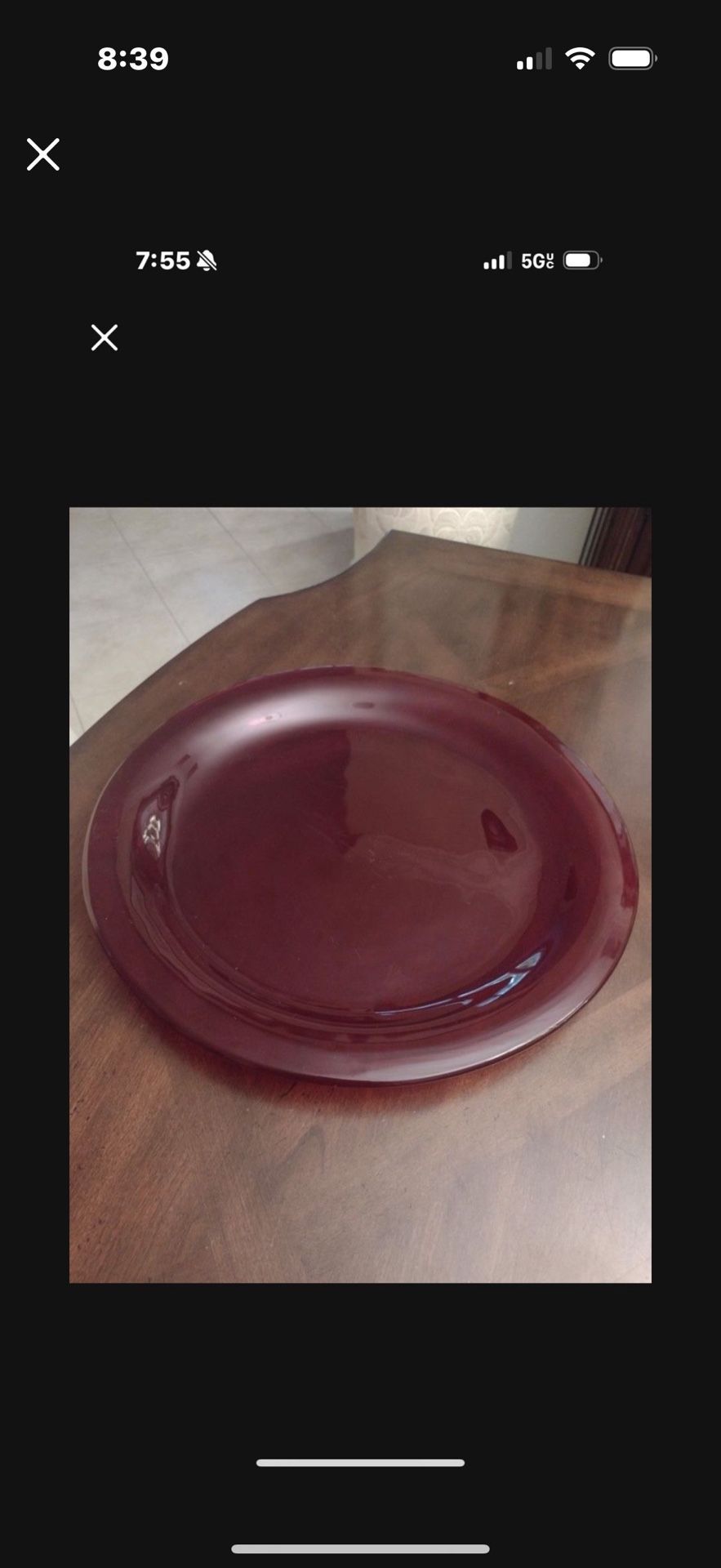 Red Glass Serving Platter, 14" On Diameter