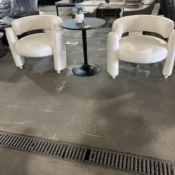 Century Modern Velvet Barrel Accent Chairs Set of 2 Clearance, Comfy Round Upholstered Armchairs with Open Back, Side Club Lounge Arm Chairs for Livin