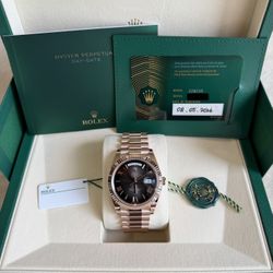 Deal of a life time🔥 Rolex day date rose gold with the black ombre dial the most wanted dial brand new 2026 complete set for only $64,999