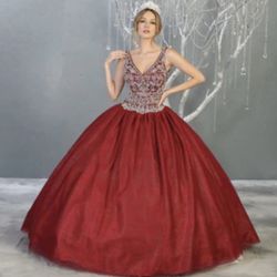 Brand New Burgundy Embellished Quincenera Dress 