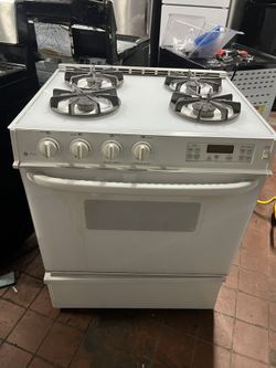 GE profile slide in white gas stove-range/estufa de gas 