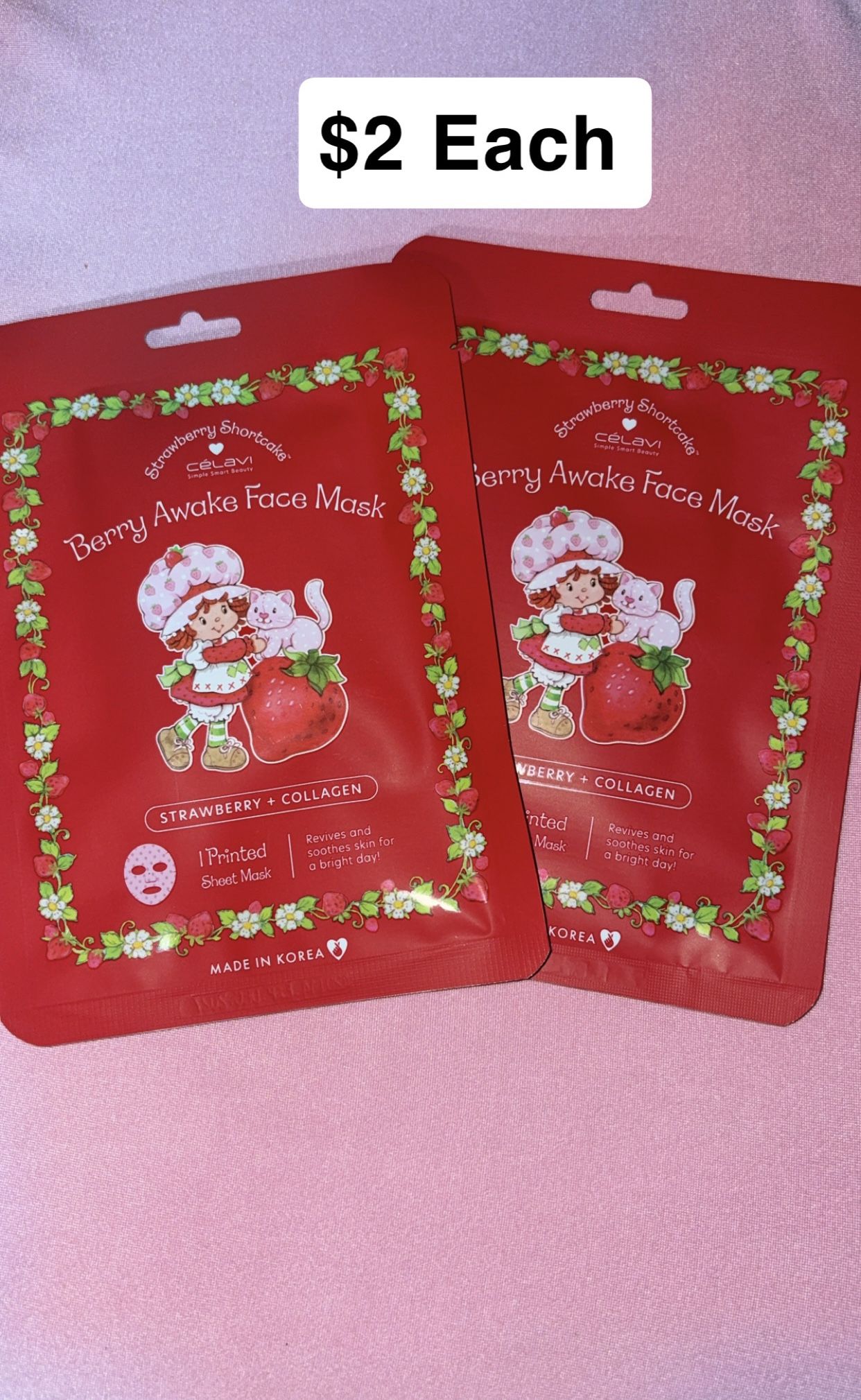 Strawberry Shortcake Face Masks $2 Each