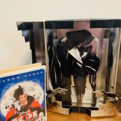 Vintage- Mattel Cruella De Vil Barbie Doll and VHS MOVIE Tape -1996