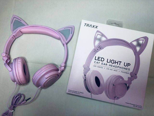 LED light up animal ears headphones cat

