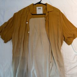 OAS Orange Button Down Shirt