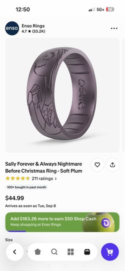 Size 9 nightmare before Christmas Sally promise ring